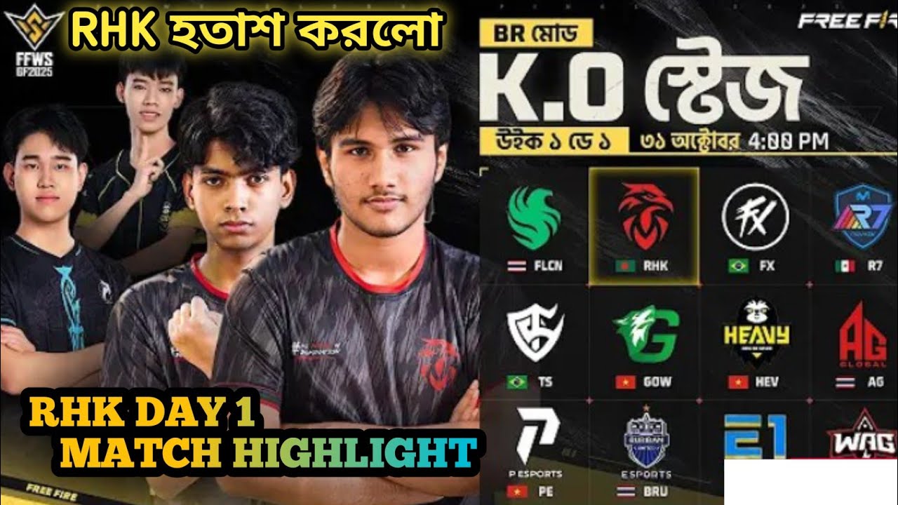  Day one Rhk Match highlight 🎯red hawks 💖 FFWS GRAND FINAL MATCH FREE FIRE 🔥