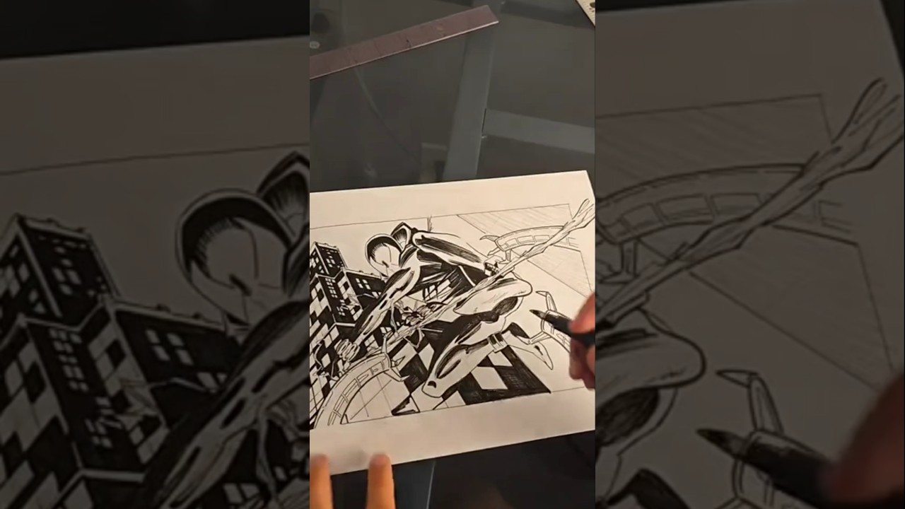 Creating a SCARLET SPIDER ink drawing