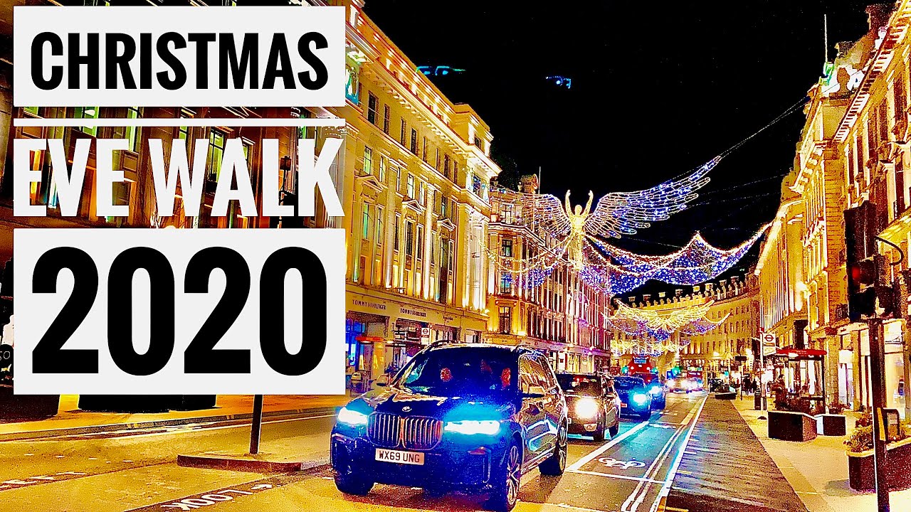 Christmas Eve Walk 2020, During Tier4 Lockdown London - 4k Night Walk