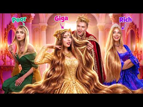 Rich Hair vs Poor Hair vs Giga Rich Hair! Three Princesses in Royal Family