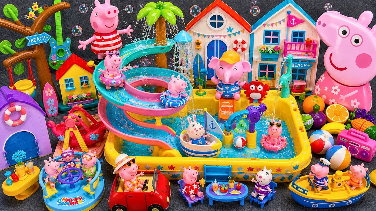 Toy Topic Ultimate Satisfying Unboxing PEPPA PIG Family Playground, Water Park ...