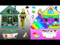 Paper doll dress up  paper craft rich and poor barbie dress up  woa dolls hindi