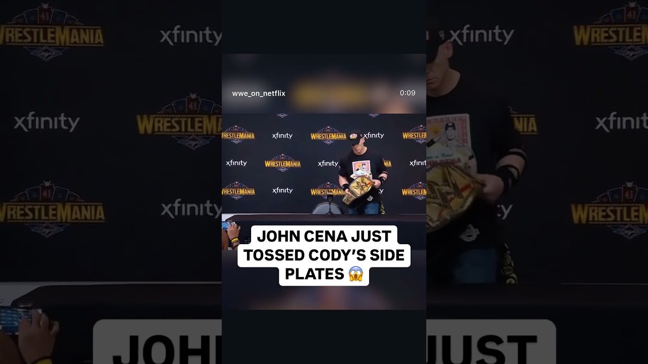 John Cena tosse Cody Rhodes sideplates from the Undisputed title after winning it at Wrestlemania 41