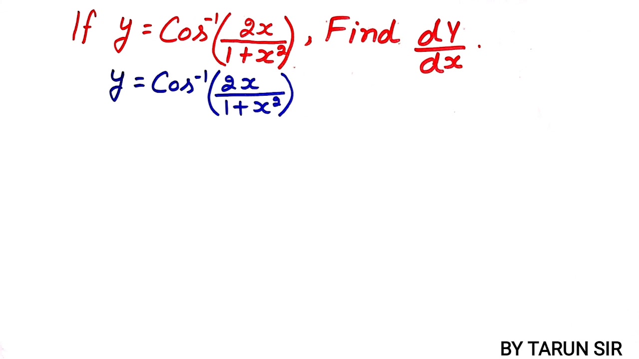 Find Differentiation Of Cos Inverse 2x 1 X 2 Youtube