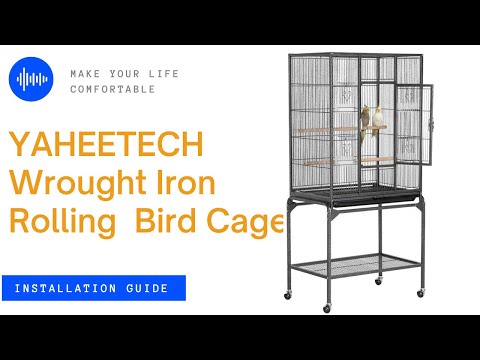 Yaheetech 54 Inches H Wrought Iron Birdcage w/ Rolling Stand #birdcage