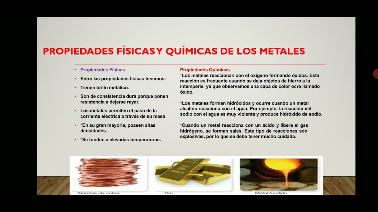 PROPIEDADES FÍSICAS Y QUÍMICAS DE LOS METALES - YouTube