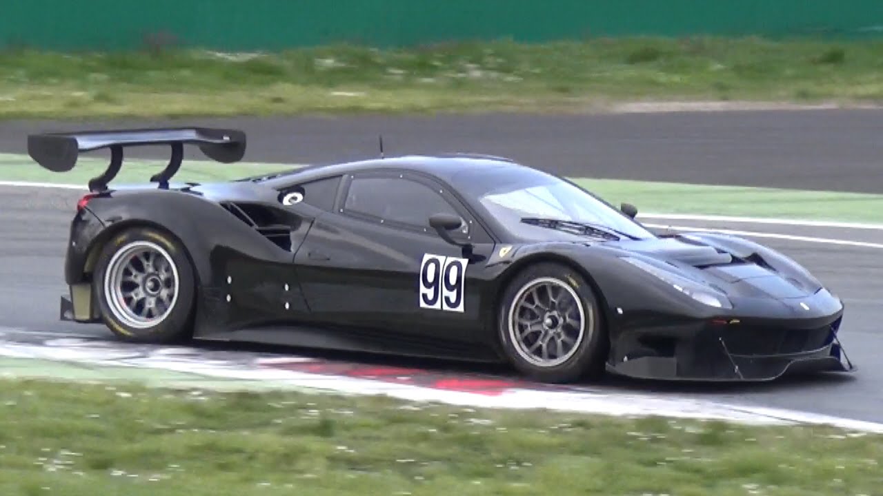 Ferrari 488 Gt3 Testing At Monza Twin Turbo V8 Flutter Sound