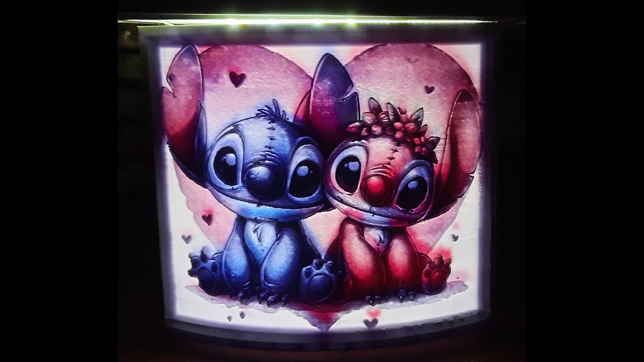 LAMPADA LED LILO STITCH LITOFANIA, LITHOPHANE IN STAMPA 3D
