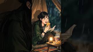 mukbang camping vlog #asmr #rain #ghiblistyle