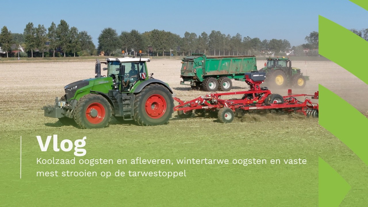 VLOG | Koolzaad oogsten en afleveren, wintertarwe oogsten en vaste mest strooien op de tarwestoppel