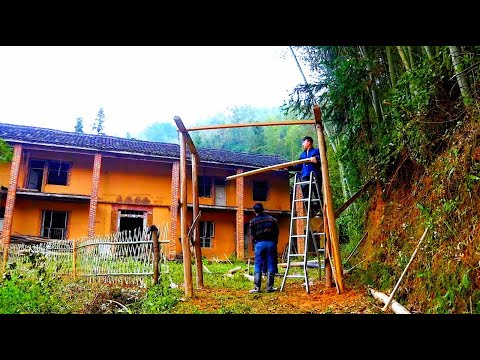Day 05 I built a fence and a yard gate & The fifth day of renovating the dilapidated house in forest