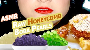 ASMR RAW HONEYCOMB NO TALKING (Extremely Sticky Satisfying Sound) | BOBA PEARLS ASMR (Squishy Sticky