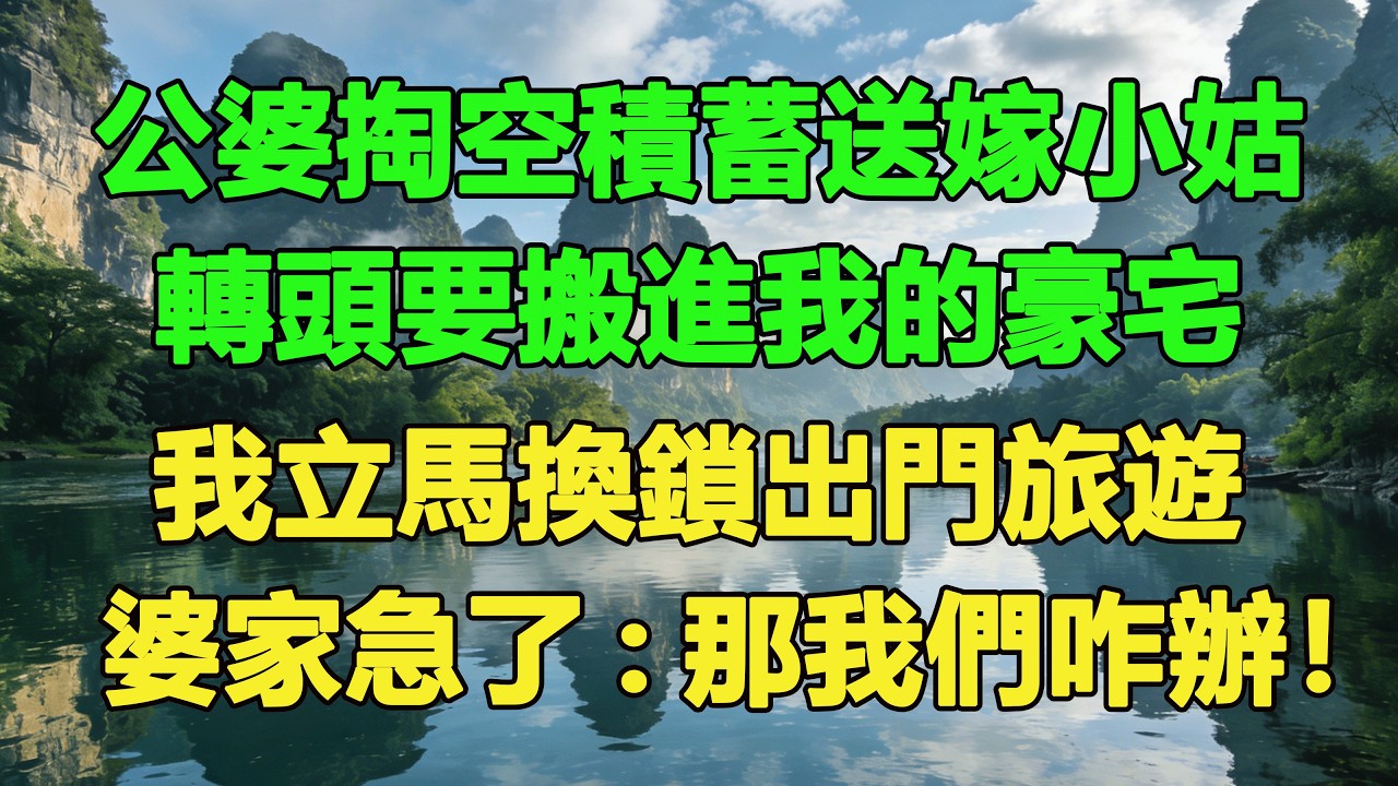 公婆掏空積蓄送嫁小姑，轉頭要搬進我的豪宅，我立馬換鎖出門旅遊，婆家急了：那我們咋辦！#養老 #聰明老人 #為人處世#生活經驗#情感故事#故事#小說#戀愛