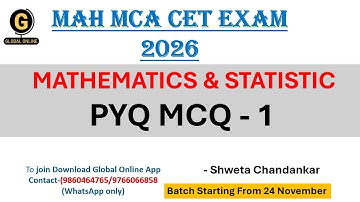 MAH MCA CET Exam 2026| Mathematics& statistic | PYQ MCQ |Previous year QuestionsBy ShwetaChandankar