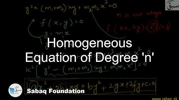 Homogeneous Equation of Degree 
