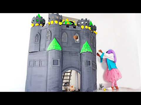 Building 3 Floors Cardboard Castle For Homeless Kittens 😮 Rescued The Smallest Tiny Kittens