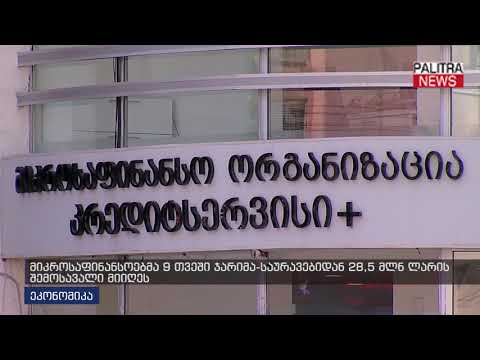 მიკროსაფინანსოებმა 9 თვეში ჯარიმა-საურავებიდან 28.5 მლნ ლარის შემოსავალი მიიღეს