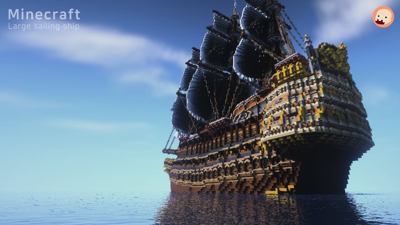마인크래프트 대형 범선 타임랩스 [ Minecraft Large sailing ship Timelapse ] YouTube