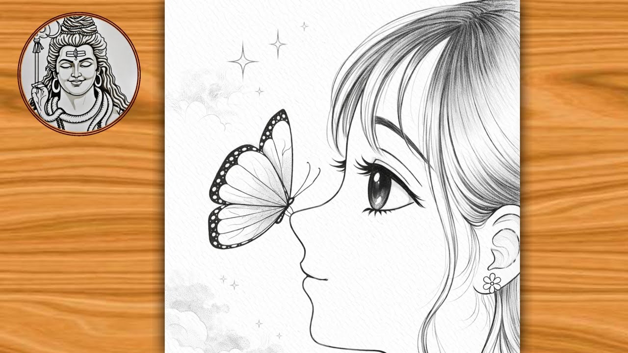 How to draw a Anime girl with Butterfly || step by step || Manga girl pencil sketch || Girl drawing