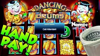 JACKPOT HANDPAY!! DANCING DRUMS Slot Machine - Long Play with Bonus and HUGE WIN!!?