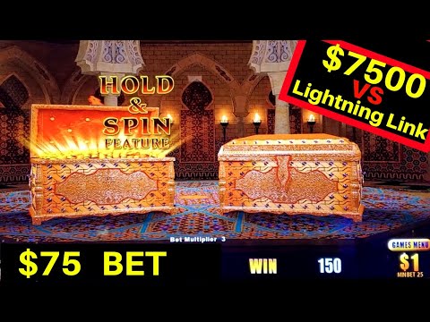 $7500 On ONE LIGHTING LINK Slot Machine- Up To $75 Bets ! MY BIGGEST LOSS On ONE MACHINE EVER !