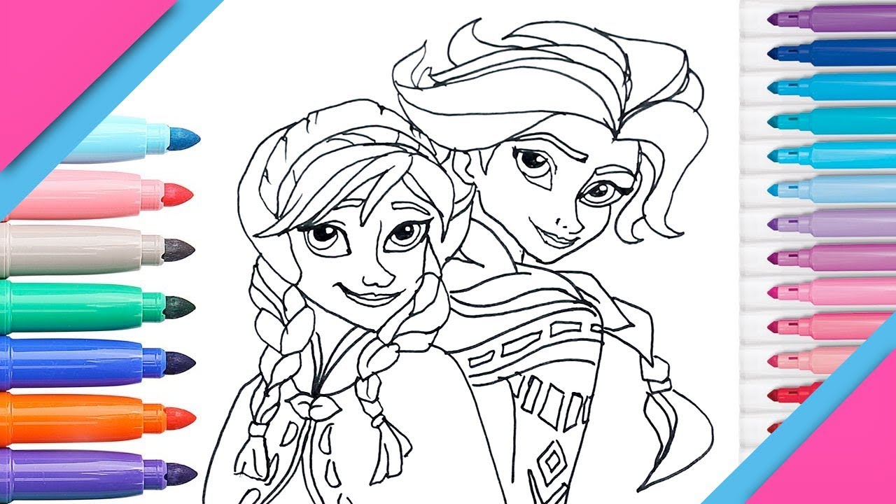 FROZEN 💖❄️ Draw and color film Frozen Anna and Elsa - thptnganamst.edu.vn