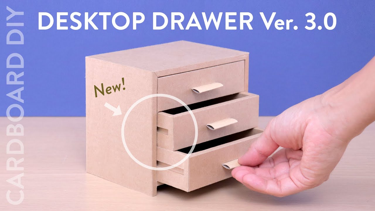 How to make a desktop drawer version 3.0 from cardboard -Upcycled!
