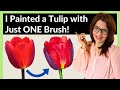 How to Paint a Watercolor Tulip (Just ONE Brush!)