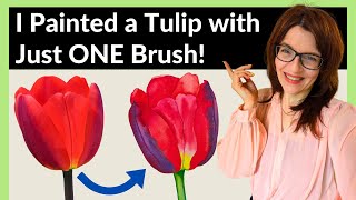 How to Paint a Watercolor Tulip (Just ONE Brush!)