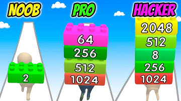 NOOB vs PRO vs HACKER - Brick Runner 2048