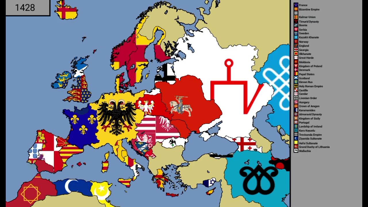 Timeline of Europe with flags (1-2025)