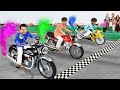 Holi Colors Silencer Motorbike Race Challenge Hindi Kahaniya Moral Stories New Funny Comedy Video