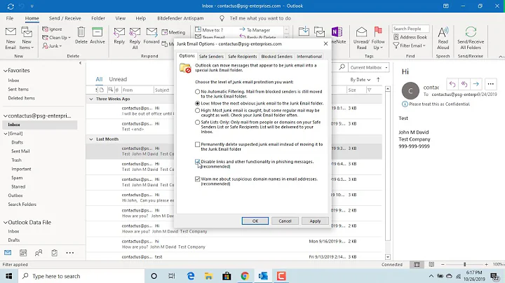 How to Change Junk Email Options in Outlook - Office 365