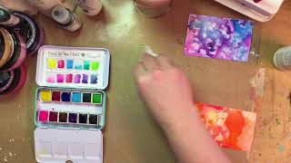 Marble effect with watercolors and acrylic paint