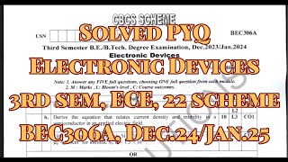 Electronic Devices, Solved PYQ, BEC306A, 22 scheme, 3rd sem, ECE Stream.