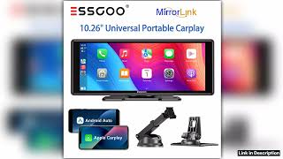 Essgoo 1026 Universal Portable Dash Cam Wireless Carplay Android Auto 1600600 Hd Display Gps Nav