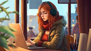 Study with Me Cafe Fireplace ASMR for Focus