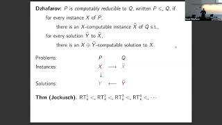 Denis Hirschfeldt – Reductions between problems in reverse mathematics and computability theory