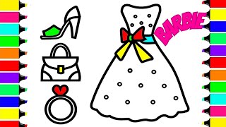 Barbie Dress Drawing, Let's Draw and color together, Easy Step by Step
