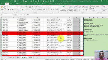Excel Koşullu Biçimlendirme / Conditional Formatting Formül Kullanımı Yeni
