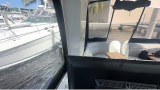 Docking a 370 Sea Ray Sundancer in a small slip with wind