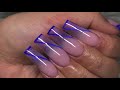 Glitter Ombré with Outlined Angle French Tips | Acrylic Nails Tutorial