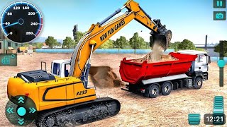 Long Trailer Truck Transporter Excavator | Construction Vehicles Delivery | Android Gameplay
