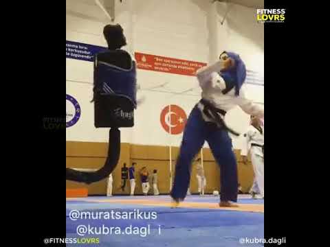 Brave Muslim girl with great Taekwondo skills