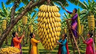🍌 4 Punjabi Sisters Found the World's Biggest Banana! 😱 | Giant Banana Harvest Story