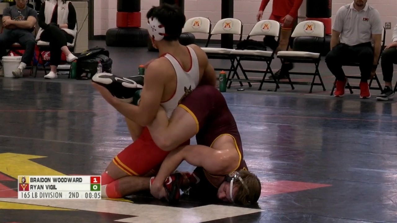 165lbs Braidon Woodward (Bloomsburg) vs Ryan Vigil (VMI)