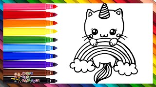 Draw and Color a Unicorn Cat Drawings for Kids