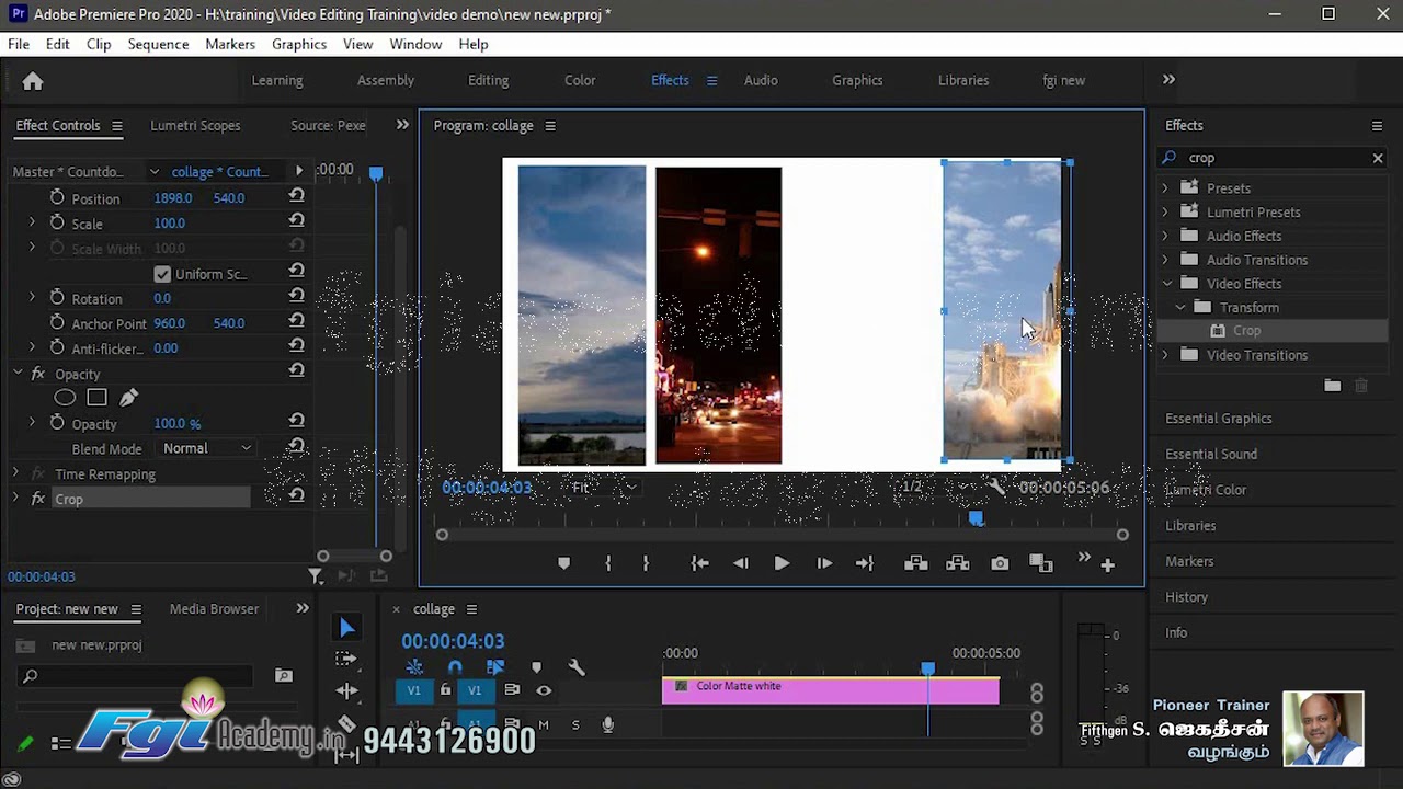 Video Collage In Adobe Premiere Cc 2020 By Fgiacademy S Jagadeesan