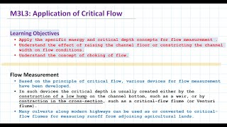 Module-3 Lecture-3: Application of Critical Flow