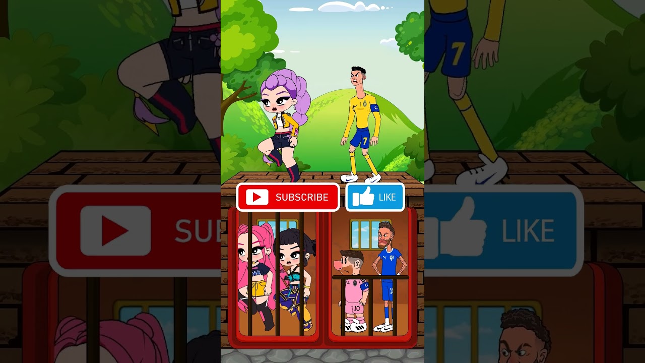 POV Prison Cage Challenge – Team Ronaldo Messi Neymar vs Team Huntrix: Who Will Escape ?